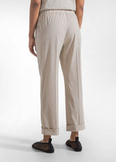 PANTALONI DRITTI IN POPLINE ELASTICIZZATO BEIGE - CLAY BEIGE | DEHA