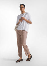 PANTALONI DRITTI IN POPLINE ELASTICIZZATO MARRONE - KHAKI BROWN | DEHA