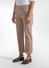PANTALONI DRITTI IN POPLINE ELASTICIZZATO MARRONE - KHAKI BROWN | DEHA