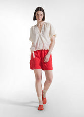 SHORTS IN TWILL DI LYOCELL ROSSO - POPPY RED | DEHA