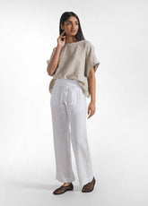 PANTALONI DRITTI IN LINO EFFETTO SFUMATO BIANCO - Leisurewear | DEHA