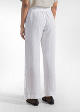 PANTALONI DRITTI IN LINO EFFETTO SFUMATO BIANCO - WHITE | DEHA