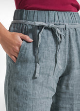 PANTALONI DRITTI IN LINO EFFETTO SFUMATO VERDE - TEAL GREEN | DEHA