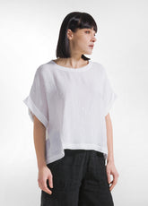 Weites Leinen-Top - Weiss