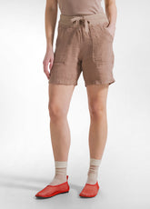 LINEN SHORTS - BROWN - KHAKI BROWN | DEHA