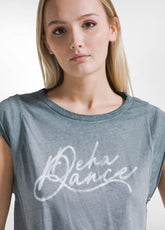 Fade Effect Graphic T-Shirt - Green - TEAL GREEN | DEHA