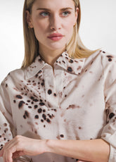 Printed Viscose Shirt Crumpled Effect - Beige - NATURAL DOTS | DEHA
