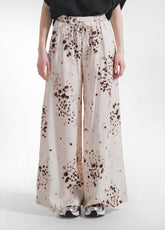 Wide Viscose Trousers With Crinkled Effect - Beige - NATURAL DOTS | DEHA