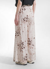 Wide Viscose Trousers With Crinkled Effect - Beige - NATURAL DOTS | DEHA
