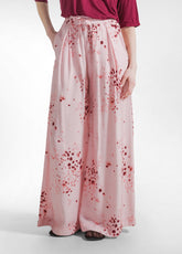 Wide Viscose Trousers With Crinkled Effect - Pink - PINK & DOTS | DEHA