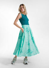 Viscose Skirt With Crinkled Effect - Blue - AQUA | DEHA