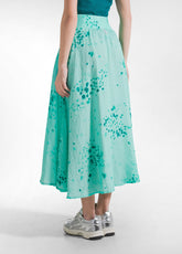 Viscose Skirt With Crinkled Effect - Blue - AQUA | DEHA