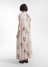 Long Viscose Dress With Crinkled Effect And Print - Beige - NATURAL DOTS | DEHA