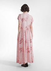 Long Viscose Dress With Crinkled Effect And Print - Pink - PINK & DOTS | DEHA
