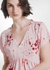 Long Viscose Dress With Crinkled Effect And Print - Pink - PINK & DOTS | DEHA