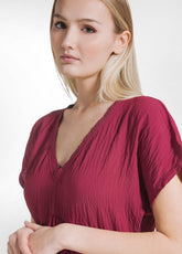 ABITO LUNGO IN VISCOSA EFFETTO STROPICCIATO ROSSO - EcoVero - Fibra di Viscosa | DEHA