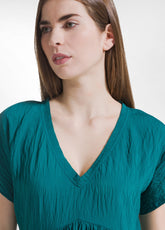 ABITO LUNGO IN VISCOSA EFFETTO STROPICCIATO VERDE - EcoVero - Fibra di Viscosa | DEHA