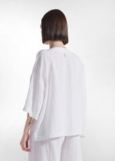 Wide Viscose T-Shirt With Crinkled Effect - White - WHITE | DEHA