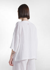 COMPLETO T-SHIRT AMPIA E PANTALONI LARGHI IN VISCOSA EFFETTO STROPICCIATO BIANCO - | DEHA