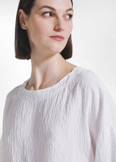 Wide Viscose T-Shirt With Crinkled Effect - White - WHITE | DEHA