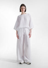 COMPLETO T-SHIRT AMPIA E PANTALONI LARGHI IN VISCOSA EFFETTO STROPICCIATO BIANCO - Tute e Set Coordinati | DEHA
