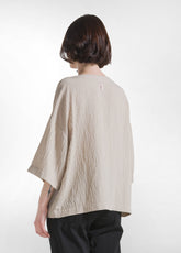 Wide Viscose T-Shirt With Crinkled Effect - Beige - CLAY BEIGE | DEHA