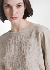 Wide Viscose T-Shirt With Crinkled Effect - Beige - CLAY BEIGE | DEHA