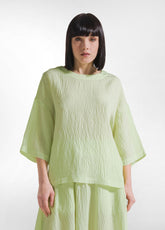 SET WITH OVERSIZED T-SHIRT AND WIDE VISCOSE CRINKLE-EFFECT TROUSERS IN YELLOW - | DEHA