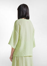 Wide Viscose T-Shirt With Crinkled Effect - Yellow - LIME | DEHA
