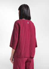 COMPLETO T-SHIRT AMPIA E PANTALONI LARGHI IN VISCOSA EFFETTO STROPICCIATO ROSSO - | DEHA