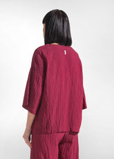 Wide Viscose T-Shirt With Crinkled Effect - Red - CHERRY RED | DEHA