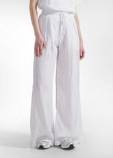 Wide Viscose Trousers With Crinkled Effect - Beige - WHITE | DEHA