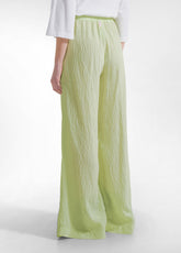 PANTALONI LARGHI IN VISCOSA EFFETTO STROPICCIATO GIALLO - LIME | DEHA