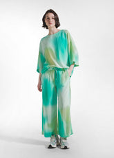 PANTALONI CROP IN VISCOSA HABUTAI BLU - EcoVero - Fibra di Viscosa | DEHA