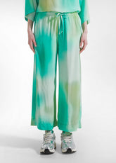 PANTALONI CROP IN VISCOSA HABUTAI BLU - AQUA | DEHA