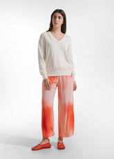 PANTALONI CROP IN VISCOSA HABUTAI ROSSO - SUNSET RED | DEHA