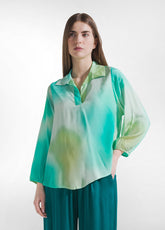 CAMICIA IN VISCOSA HABUTAI BLU - AQUA | DEHA