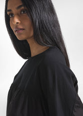 FELPA GIROCOLLO IN TESSUTO EFFETTO PARACHUTE NERO - BLACK | DEHA