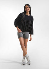 FELPA GIROCOLLO IN TESSUTO EFFETTO PARACHUTE NERO - BLACK | DEHA