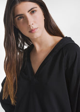 HOODIE WITH PARACHUTE-EFFECT DETAILS - BLACK - BLACK | DEHA