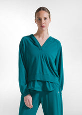 FELPA CON CAPPUCCIO E DETTAGLI EFFETTO PARACHUTE VERDE - Felpe e Maglie | DEHA