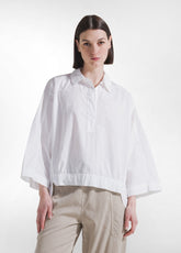 POLO IN POPELINE EFFETTO PARACHUTE BIANCO - WHITE | DEHA