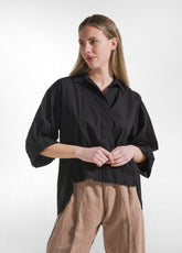 POLO IN POPELINE EFFETTO PARACHUTE NERO | DEHA