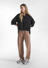 POLO IN POPELINE EFFETTO PARACHUTE NERO | DEHA