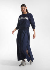 GONNA MAXI IN POPELINE EFFETTO PARACHUTE BLU - Vestiti, Gonne e Tute | DEHA