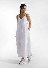 ABITO MAXI IN POPELINE EFFETTO PARACHUTE BIANCO - WHITE | DEHA
