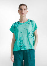 T-SHIRT IN COTONE FIAMMATO ALL-OVER BLU - AQUA | DEHA
