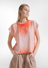 T-SHIRT OVERSIZE IN COTONE ORGANICO ALL-OVER ROSSO - SUNSET RED | DEHA