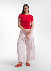 T-SHIRT PLISSETTATA IN DOPPIO STRATO DI TULLE ROSSO - Top & T-shirts | DEHA