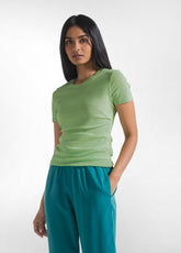 T-SHIRT PLISSETTATA IN DOPPIO STRATO DI TULLE VERDE - LIME GREEN | DEHA